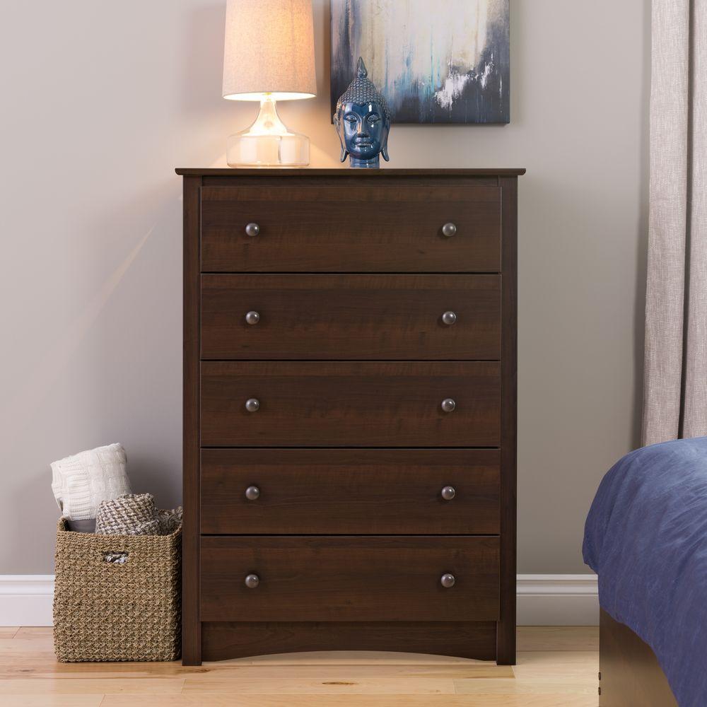 Dressers Chests Bedroom Furniture The Home Depot Fremont 5 Drawer Espresso Chest
