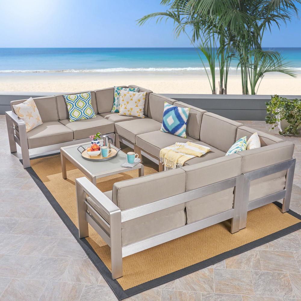 Noble House Cape Coral 8-Piece Aluminum Patio Conversation ...