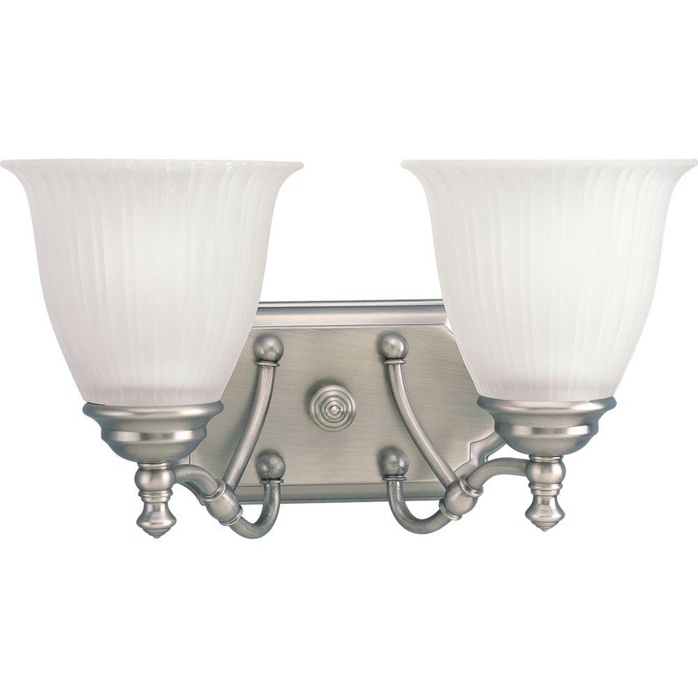 Pewter Clearance Vanity Lighting The Home Depot 2 Light Antique Nickel Bathroom Vanity With Gl Shades