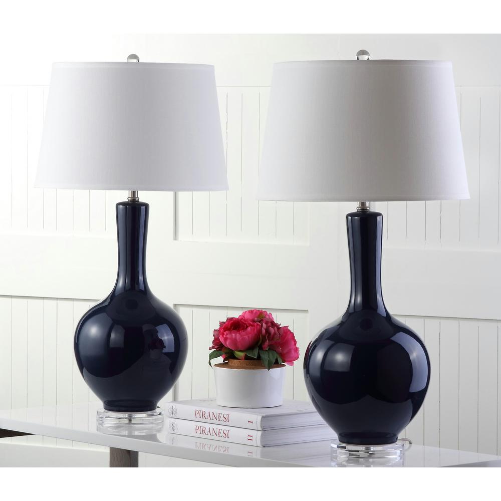 Safavieh Blanche 32 in. Navy Gourd Lamp (Set of 2)LIT4148ASET2 The
