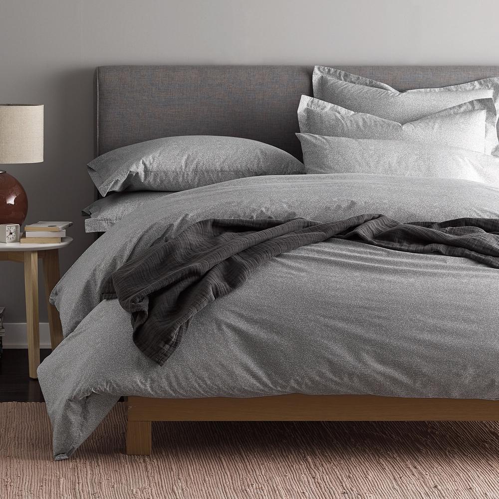 LoftHome Maze Gray Geometric Organic Cotton Percale King Duvet Cover