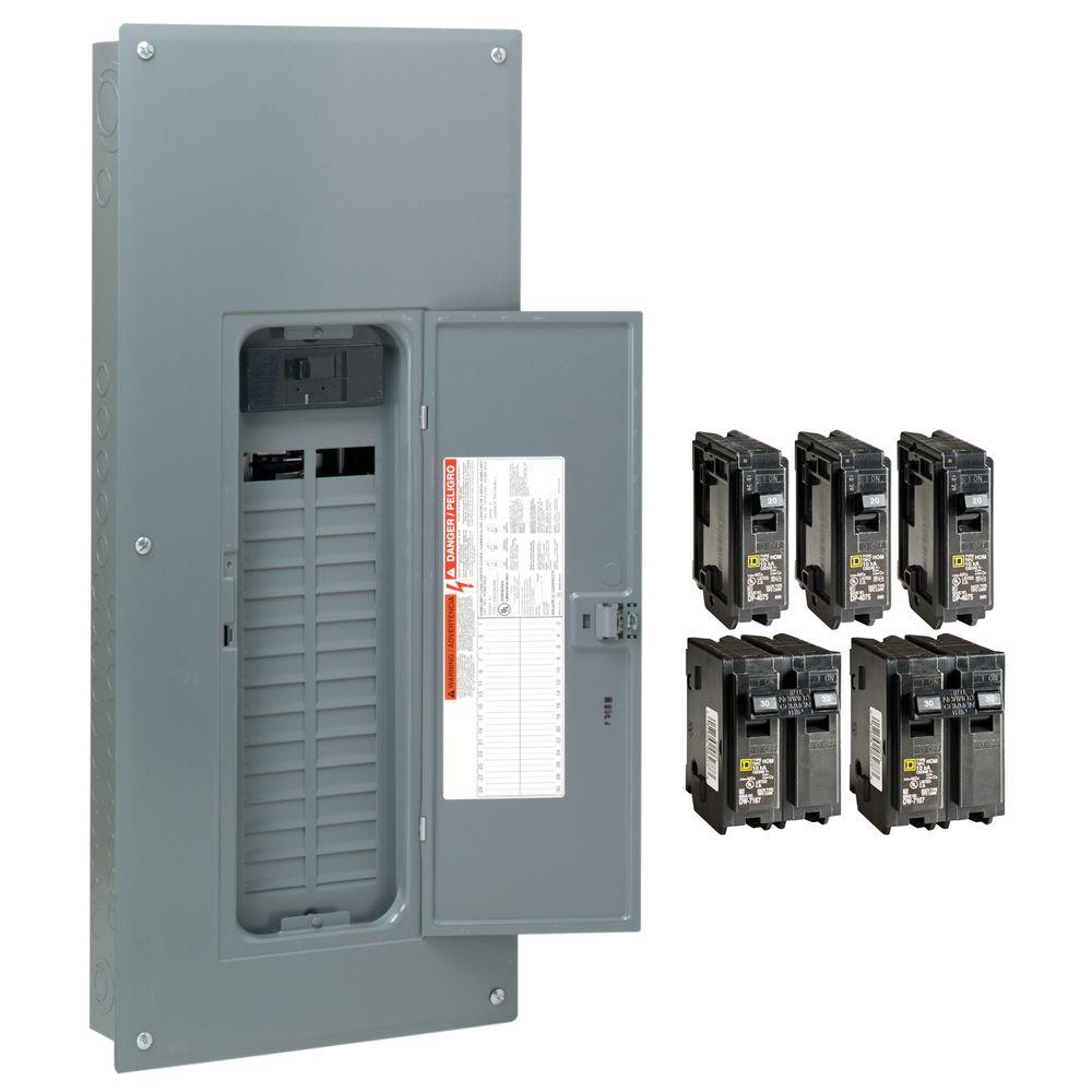 200 Amp Electrical Panel, Square D Homeline  Space 60 Circuit Indoor Main Breaker Qwik Grip Plug On Neutral Load Center With Cover Value Pack H3060m200pqcvp The Home, 200 Amp Electrical Panel