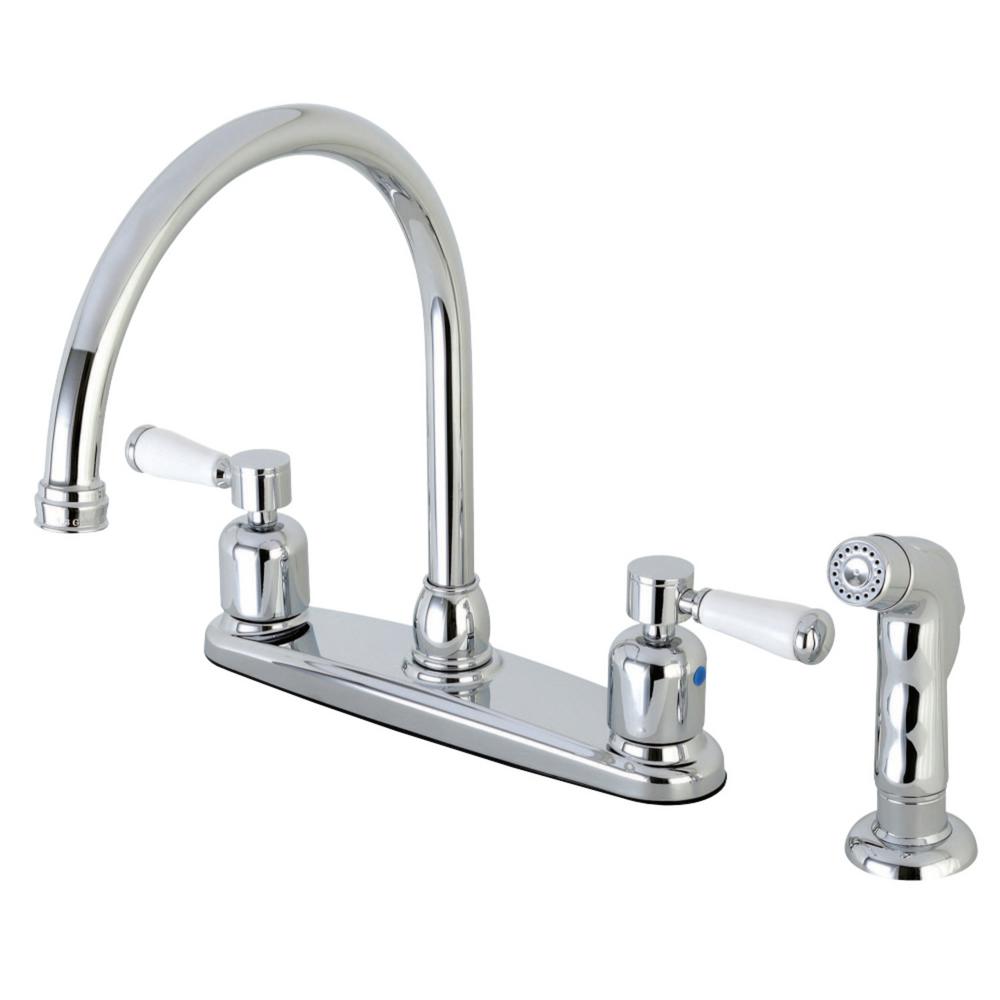 Kingston Brass Paris 2-Handle Standard Kitchen Faucet with Side Sprayer ...