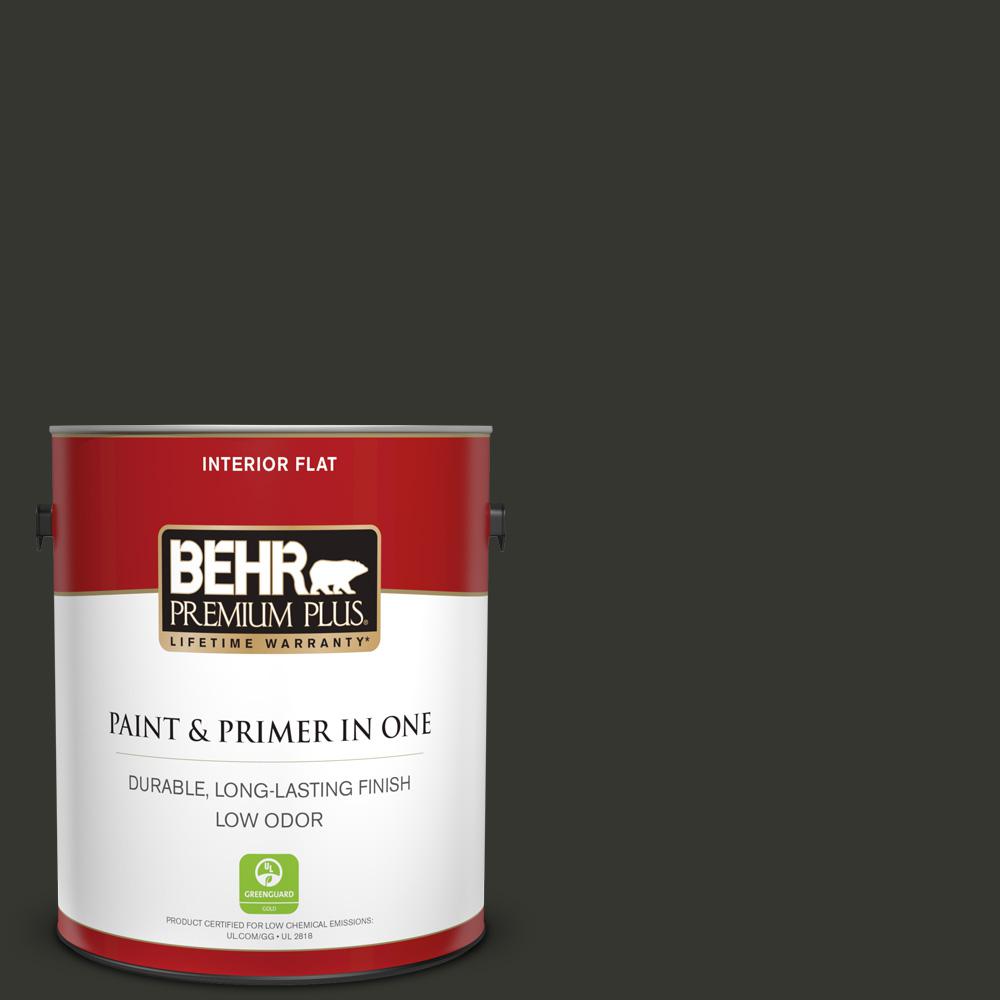1 gal. #PPF-59 Raven Black Flat Low Odor Interior Paint and Primer in One