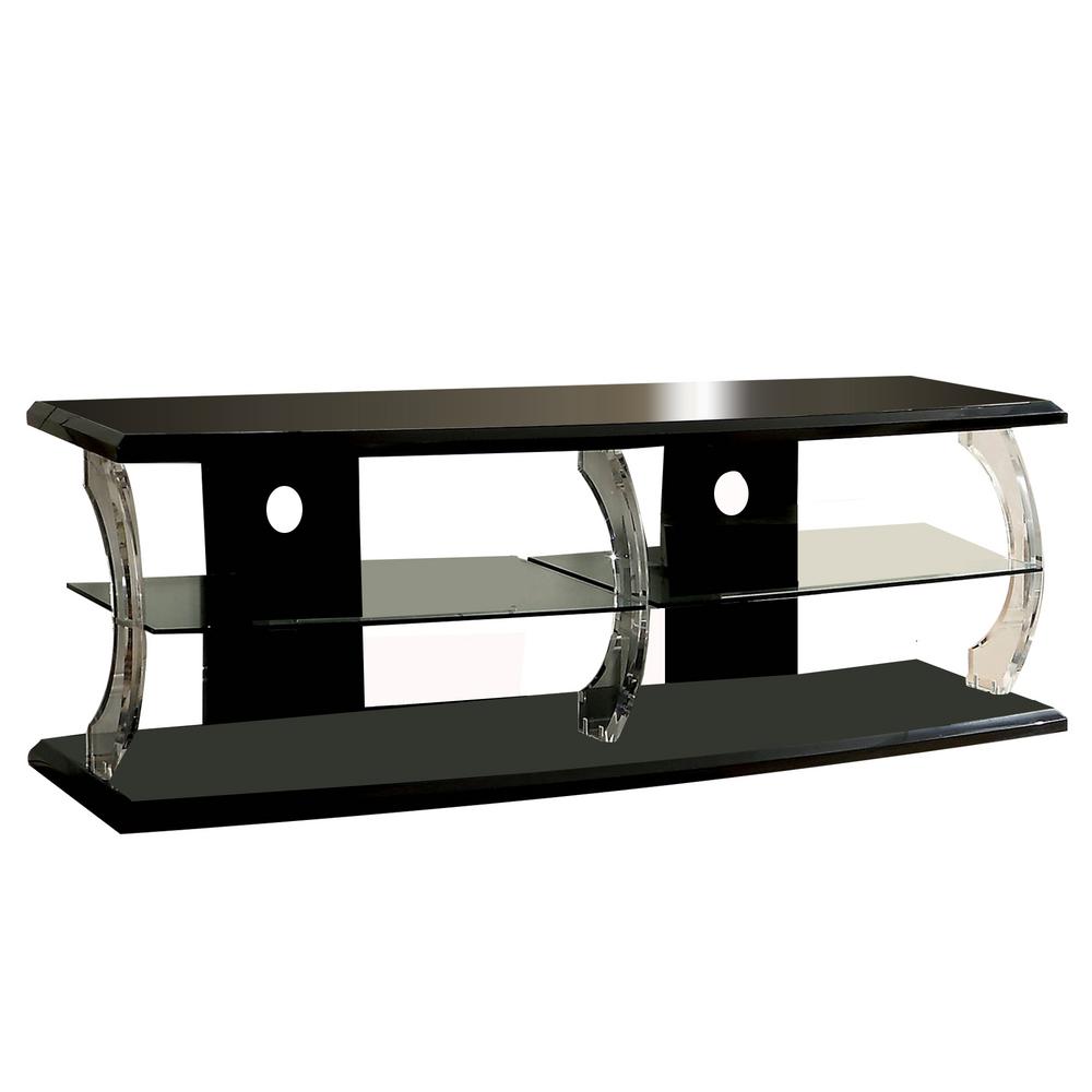 William's Home Furnishing Ernst 18 in. Black and Clear Plastic TV Stand