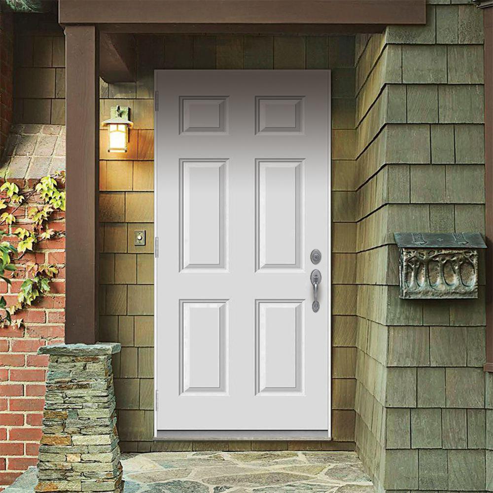 Jeld Wen 36 In X 80 In 6 Panel Primed Right Hand Outswing Steel