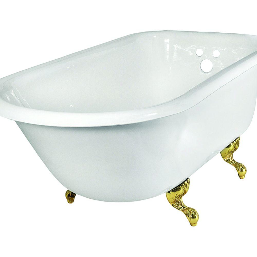 Elizabethan Classics 54 in. Roll Top Cast Iron Tub Wall Faucet Holes in