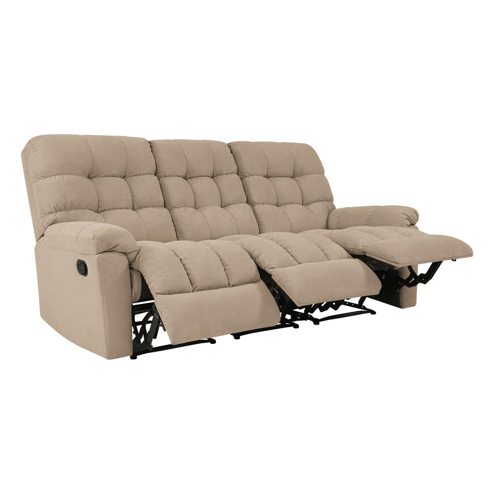ProLounger 3Seat Tufted Recliner Sofa in Barley Tan Plush LowPile