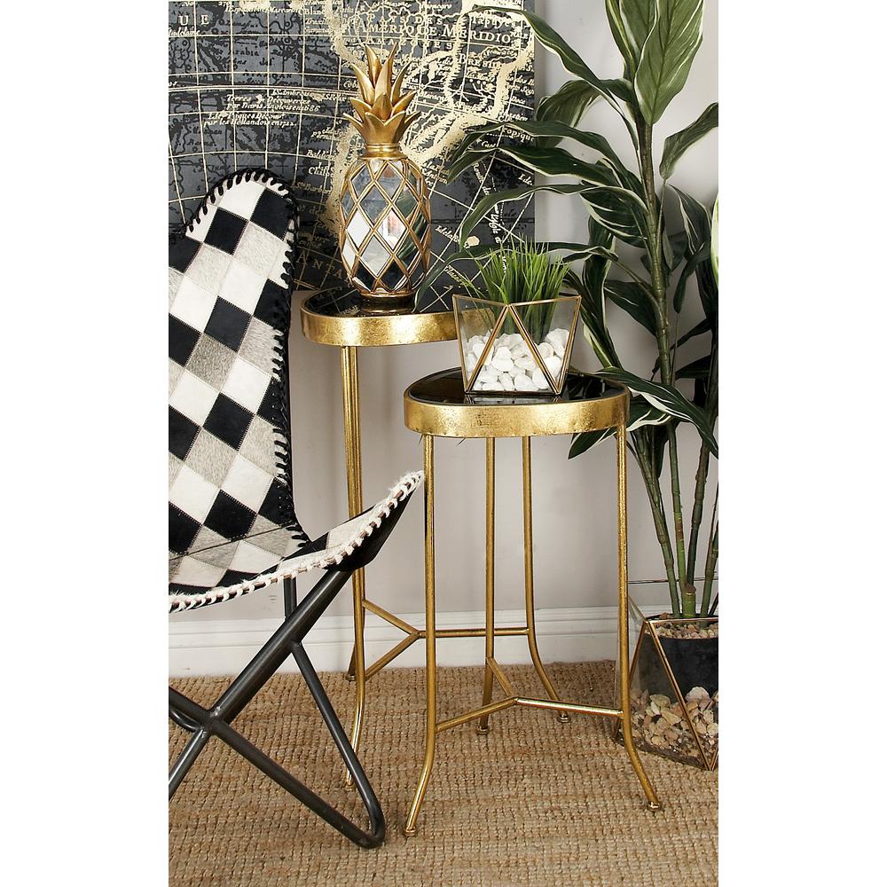 Litton Lane Black Rounded Triangular Gl Accent Tables With Gold Litton Lane Black Rounded Triangular Gl Accent Tables With Gold Iron Frame And Legs Set