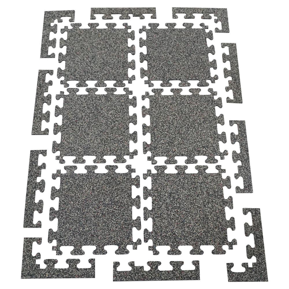 Trafficmaster 18 In X Rubber Gym Exercise Flooring Tiles With Nike Grind 14 32 Sq Ft 6 Pack Colors Will Vary 58807 The Home Depot Trafficmaster 18 In X Rubber