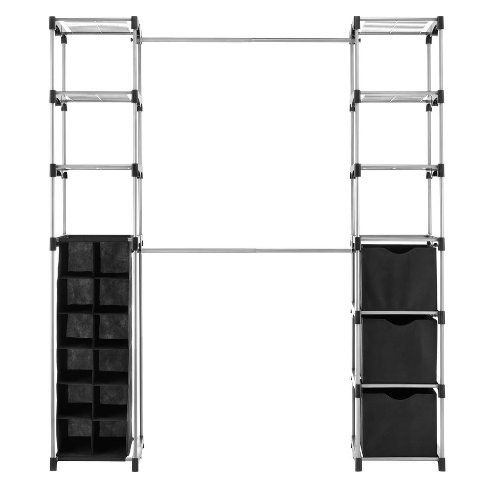 Whitmor 19 5 In D X 52 75 W 80 125 H Black Silver Deluxe Whitmor 19 5 In D X 52 75 W 80 125 H Black