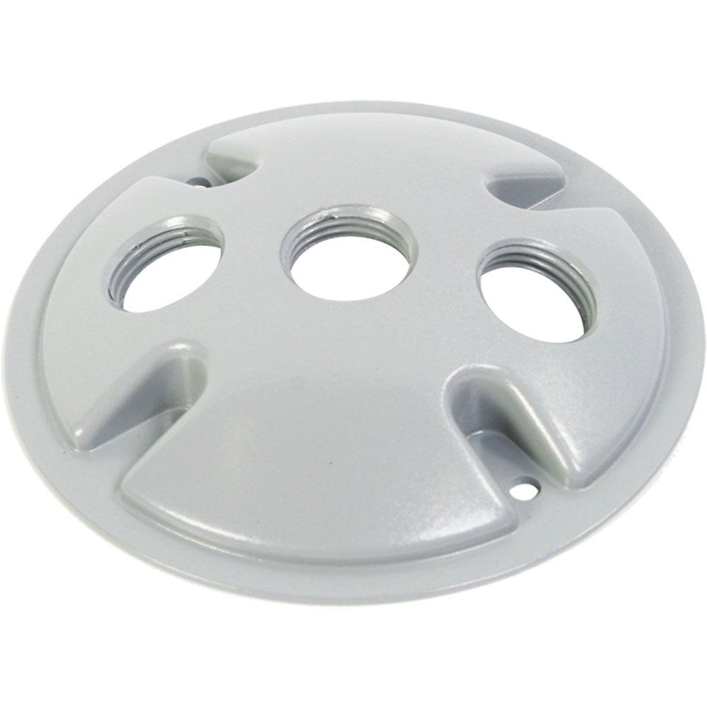 Greenfield Weatherproof Electrical Box Round Cover With Three 1 2 In Holes White