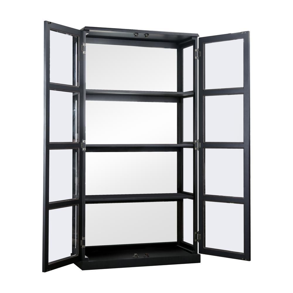 Furniture Of America Jones Black China Cabinet With Window Panel