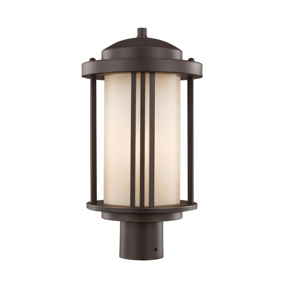 Sea Gull Lighting Crowell 1 Light Outdoor Antique Bronze Post Sea Gull Lighting Crowell 1 Light Outdoor Antique Bronze Post With Led Bulb