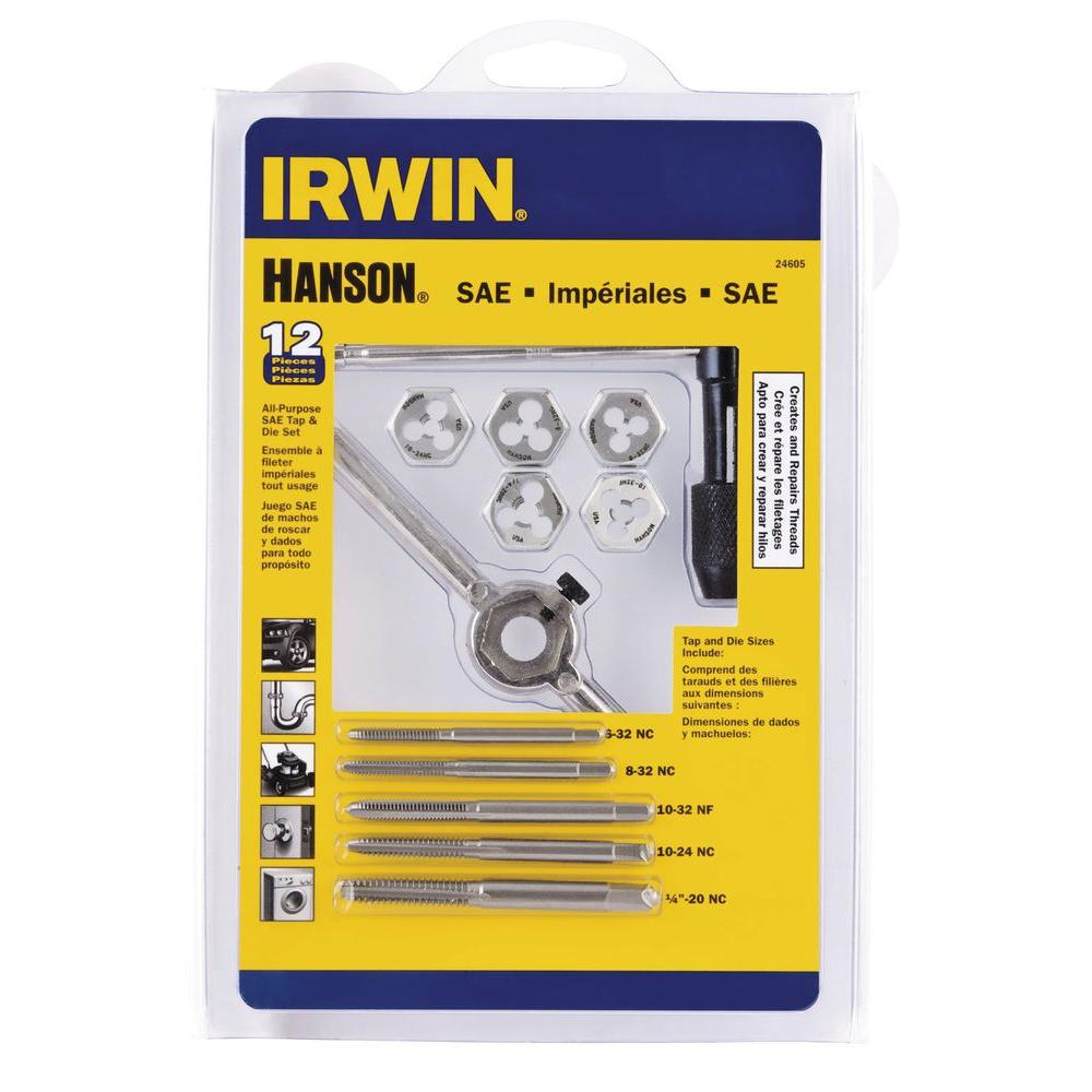 Irwin Fractional Tap and Hexagon Die Set (12Piece)24605SM The Home