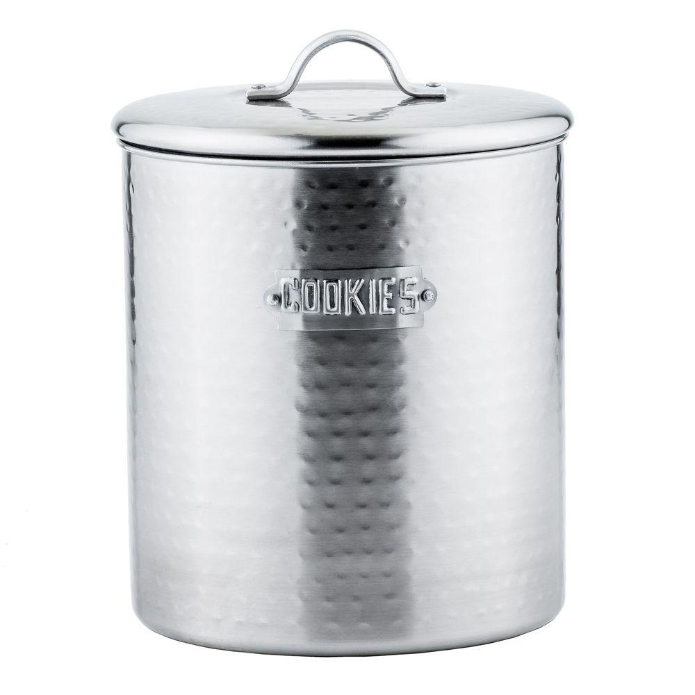 Old Dutch 4 qt. Hammered Cookie Jar in Brushed Nickel