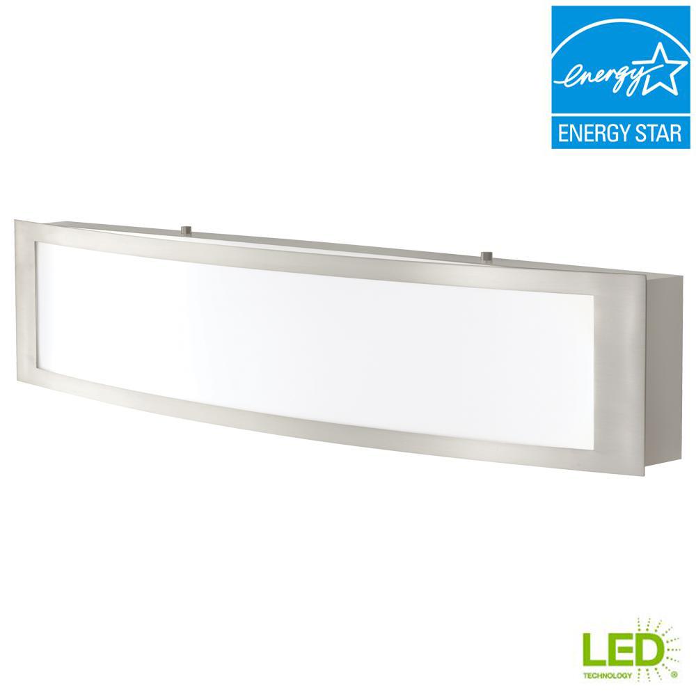 Home Decorators Collection 180 Watt Equivalent Brushed Nickel Integrated Led Vanity Light Iqp1381l 3 The Depot - Home Decorators Collection Vanity Light