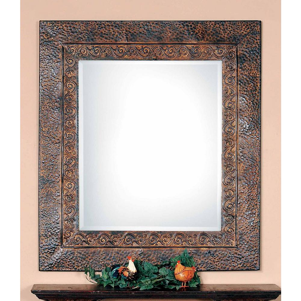 Global Direct 34 in. x 30 in. Brown Framed Mirror11182 B The Home Depot