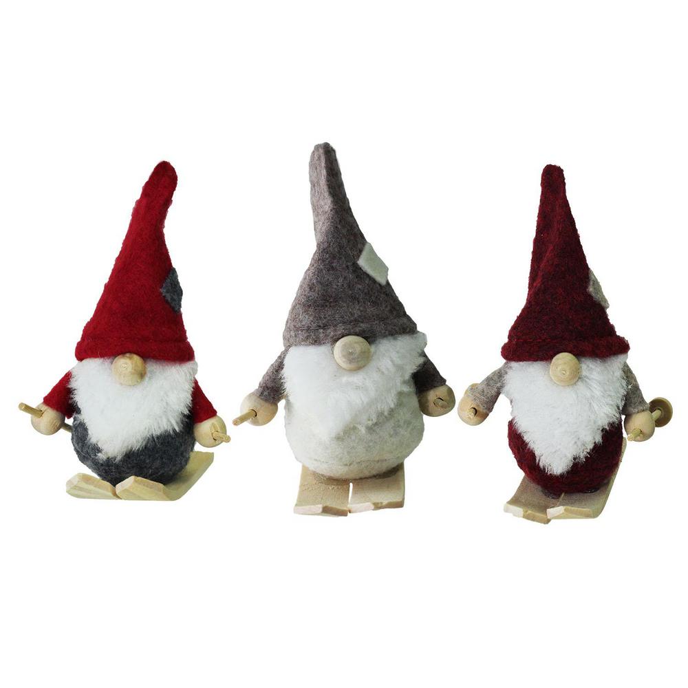gray burgundy red and gray skiing gnomes hanging christmas ornaments 3 set - Ski Christmas Decorations gray burgundy red and gray skiing gnomes hanging christmas ornaments 3 set - Ski Christmas Decorations
