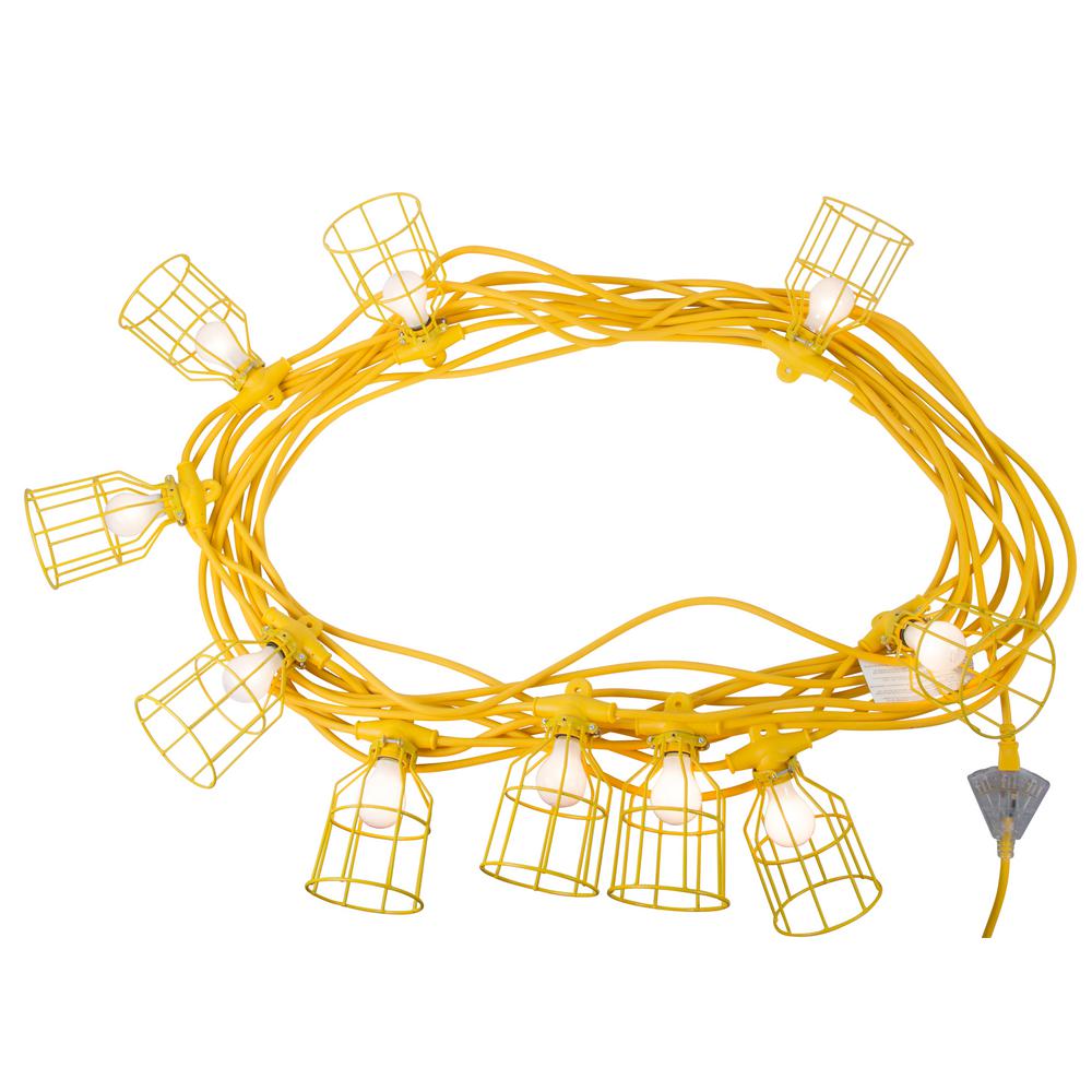 Tasco 100 ft. 12/3 SJTW 10Light Plastic Cage Light String Yellow08