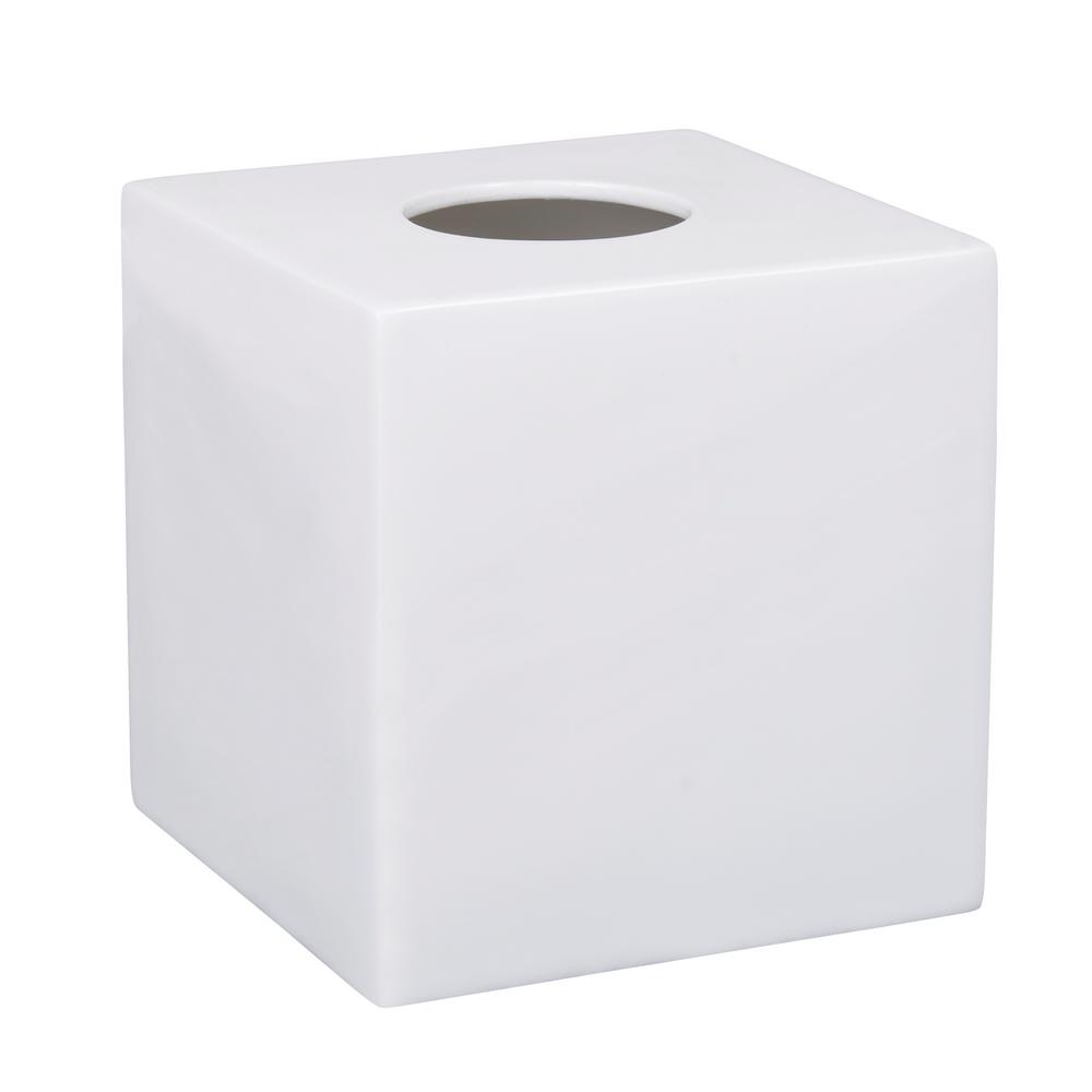 white tissue box holder