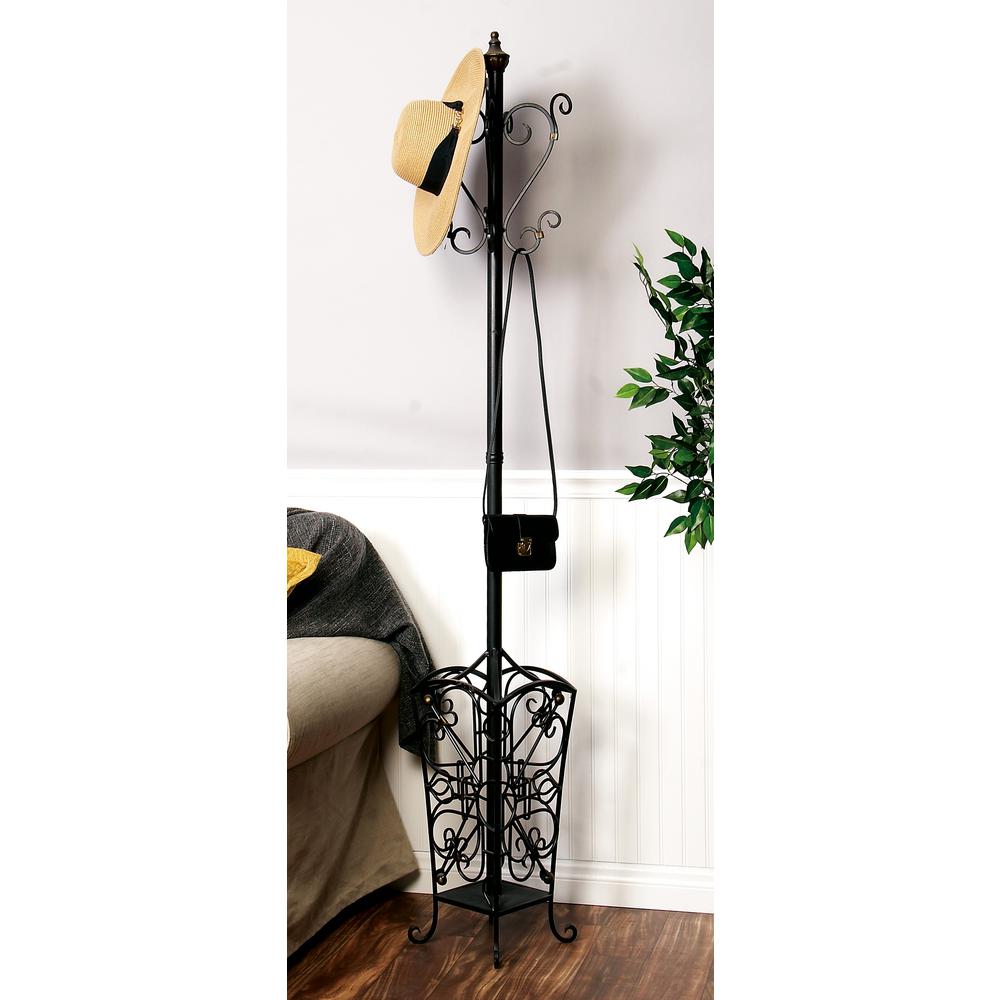 74 inch Classic Vintage Open Scroll Standing Iron Coat Rack