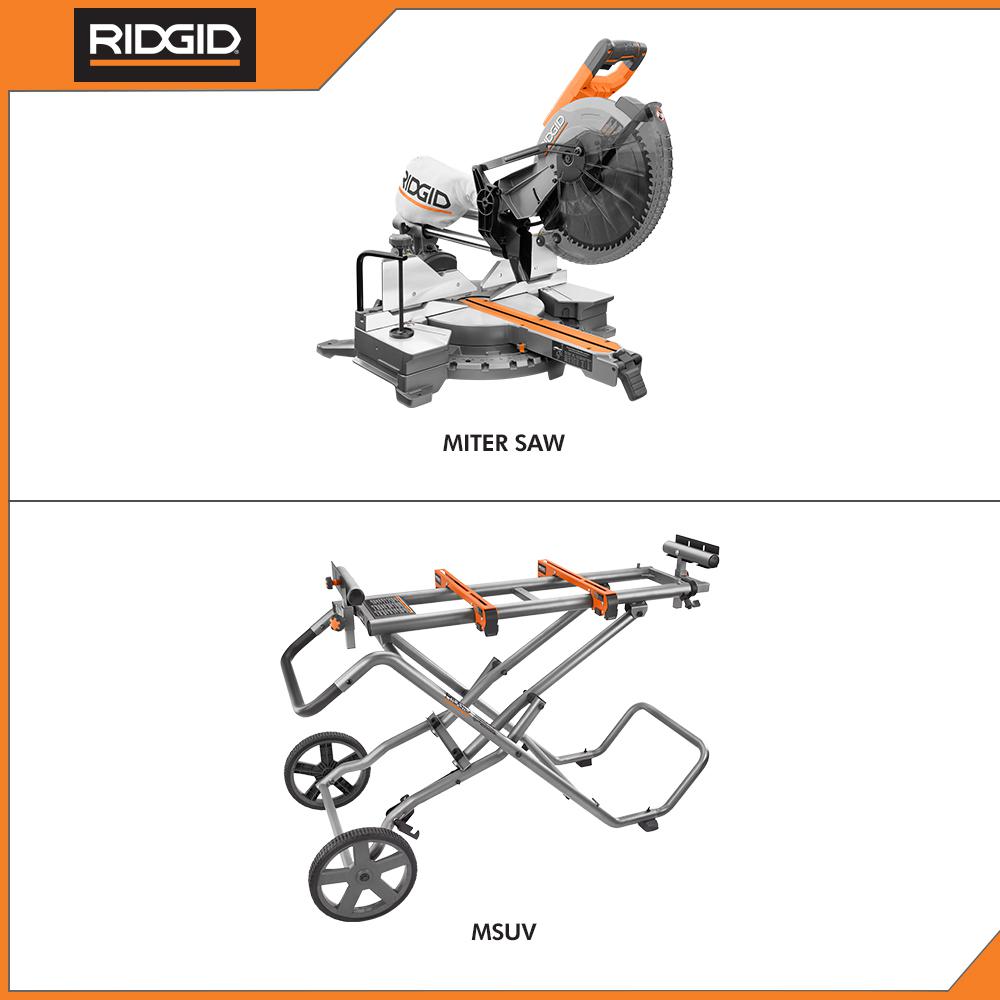 RIDGID Miter Saw Stand Universal Mounting Braces Upright Folding Design Portable