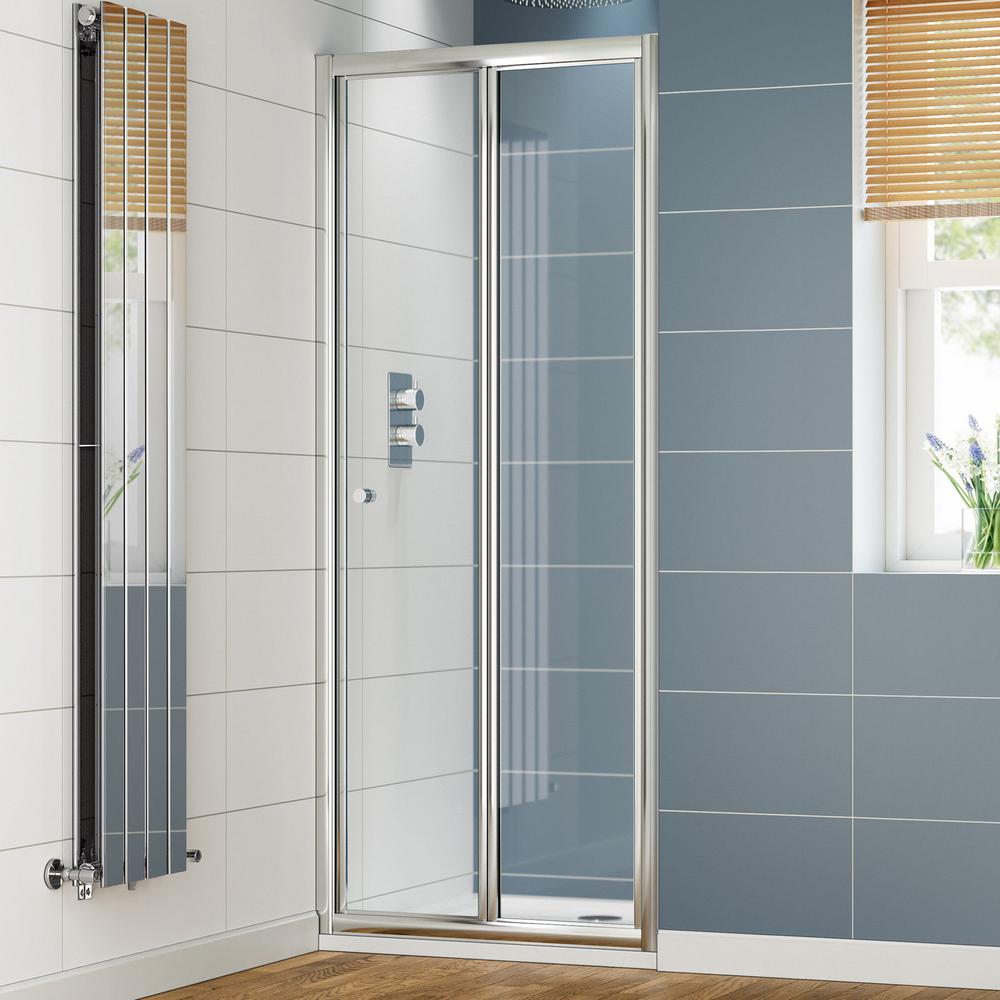 Toolkiss In W X In H Frameless Glass Bi Fold Pivot Swing Shower | My ...