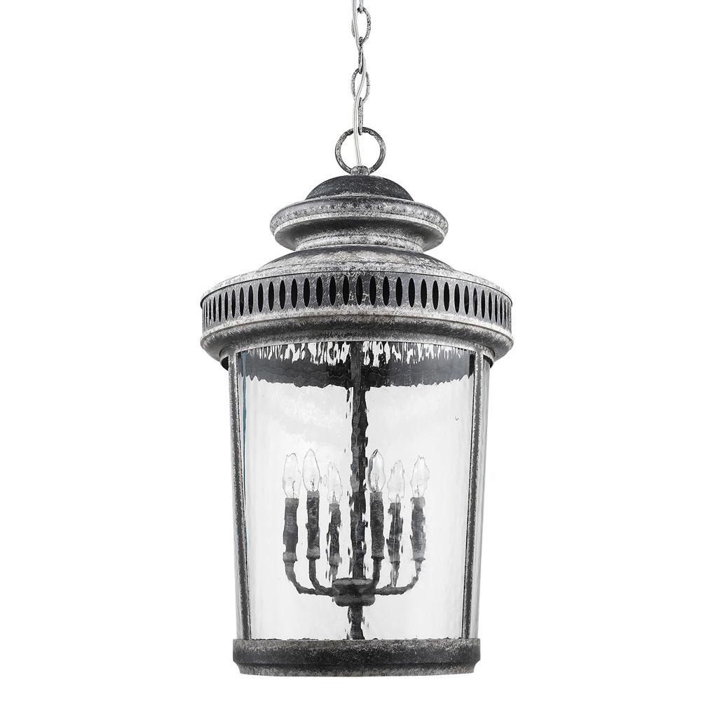 Acclaim Lighting Kingston 6 Light Antique Lead Foyer Pendant With Acclaim Lighting Kingston 6 Light Antique Lead Foyer Pendant With Curved Water Gl Panes