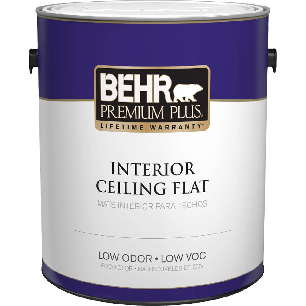 BEHR Premium Plus 1 Gal White Flat Ceiling Interior Paint 55801