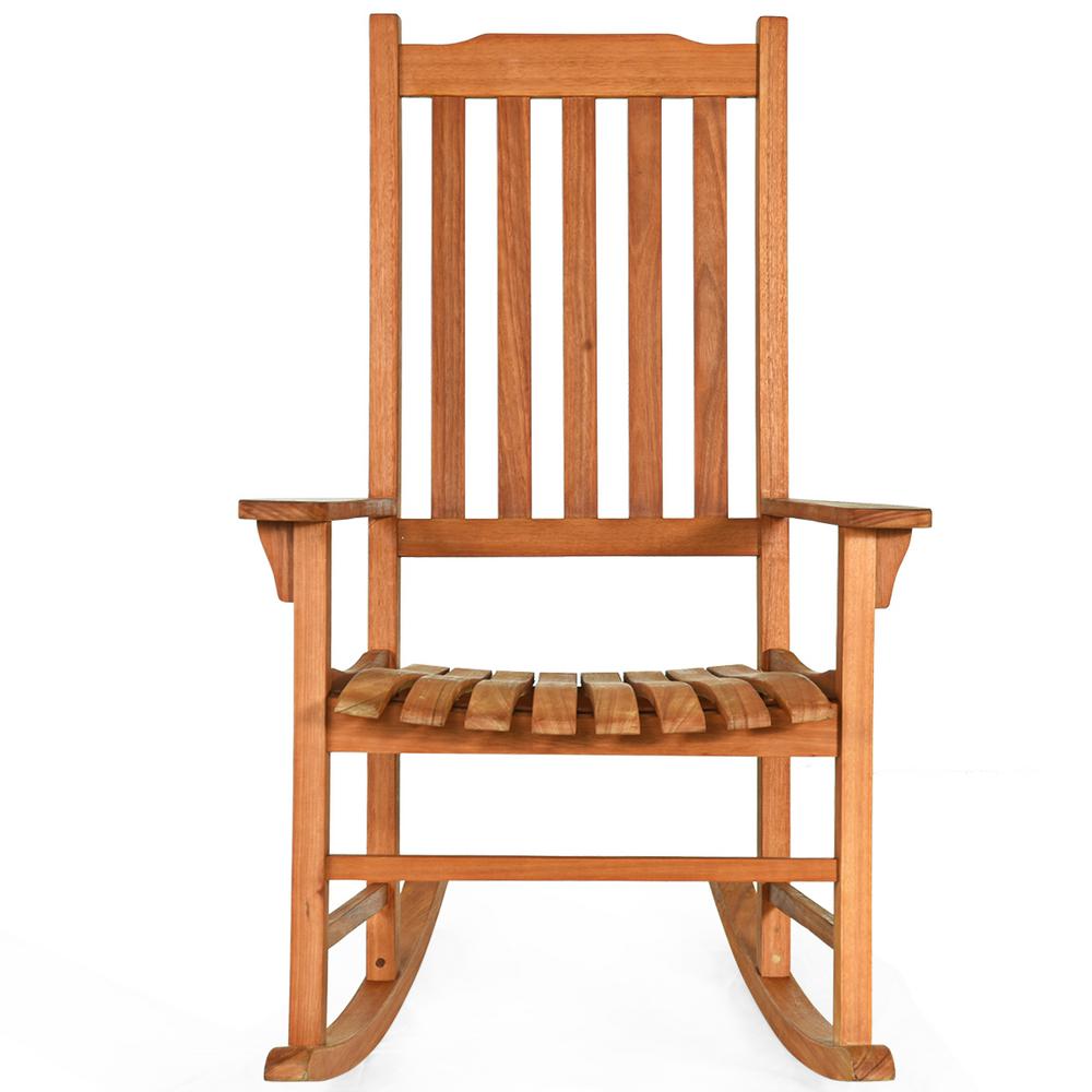 costway natural wood outdoor rocking chair single rockerhw63701  the home  depot