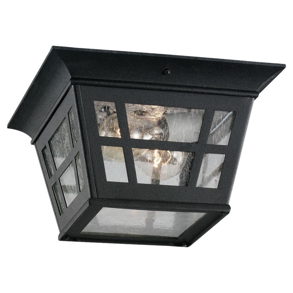 Sea Gull Lighting Herrington 2 Light Outdoor Black Flush Mount Fixture