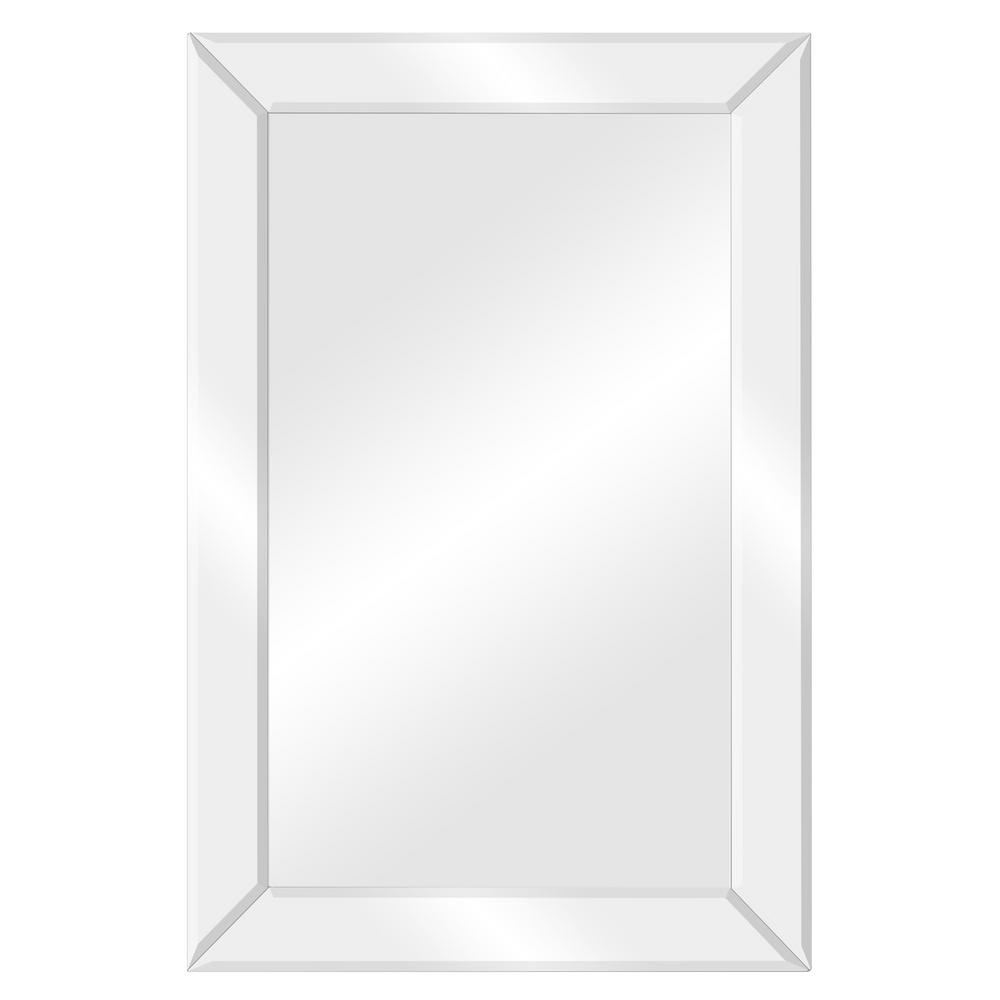 Pinnacle Medium Rectangle Silver Beveled Glass Contemporary Mirror 24 In H X 16 In W 18fp1405e The Home Depot