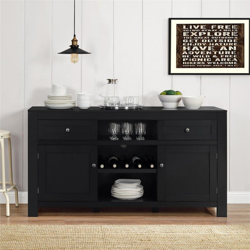 Hadley Black Buffet With Wine Storage