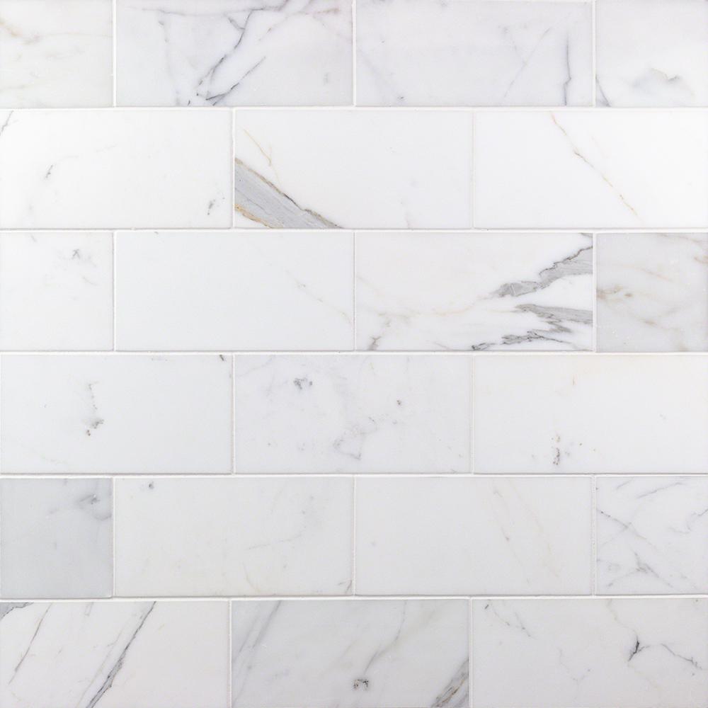 Ivy Hill Tile Calacatta 4 in. x 8 in. x 9mm Polished Marble Subway Tile