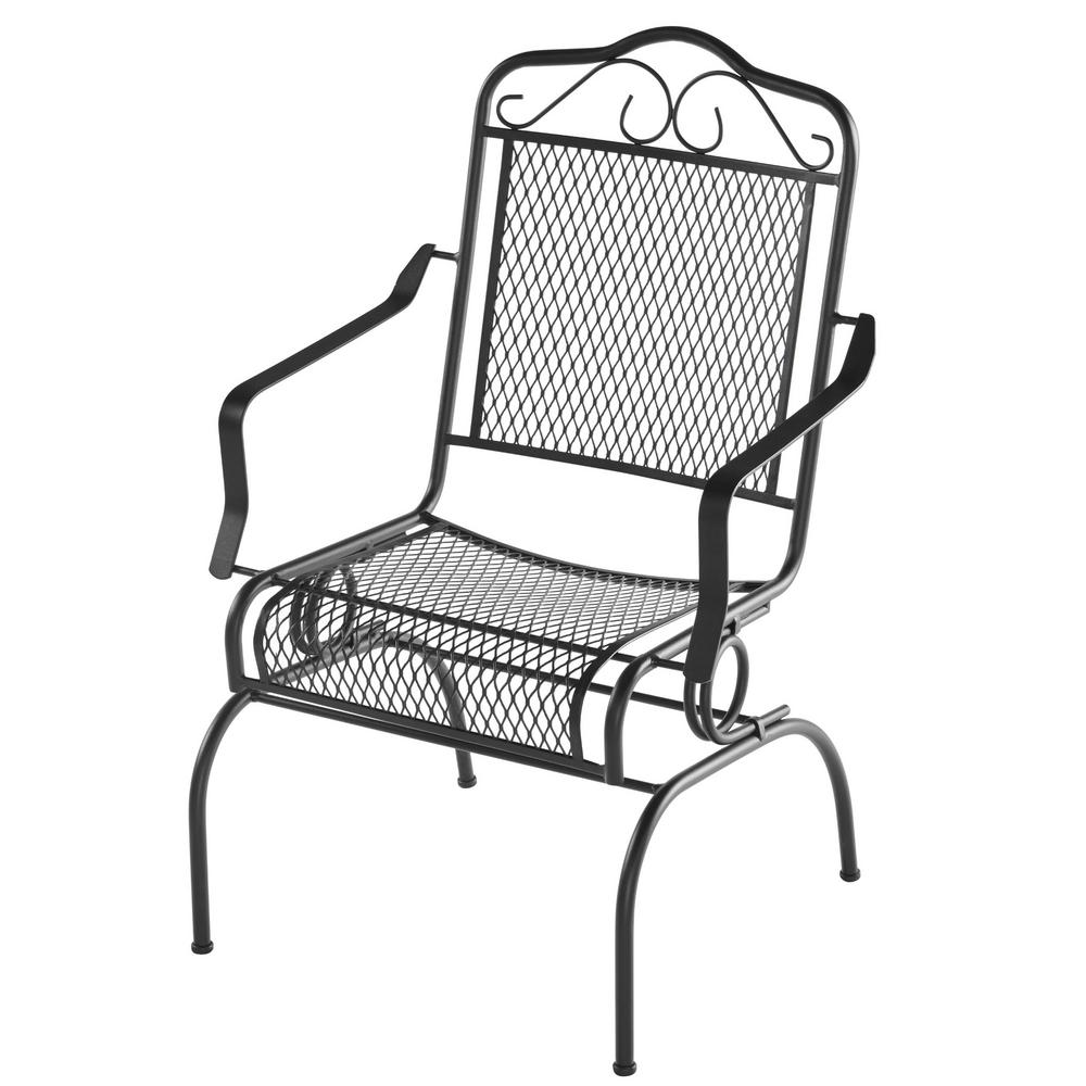 Hampton Bay Nantucket Rocking Metal Outdoor Patio Dining Chair 8331700 0805157 The Home Depot