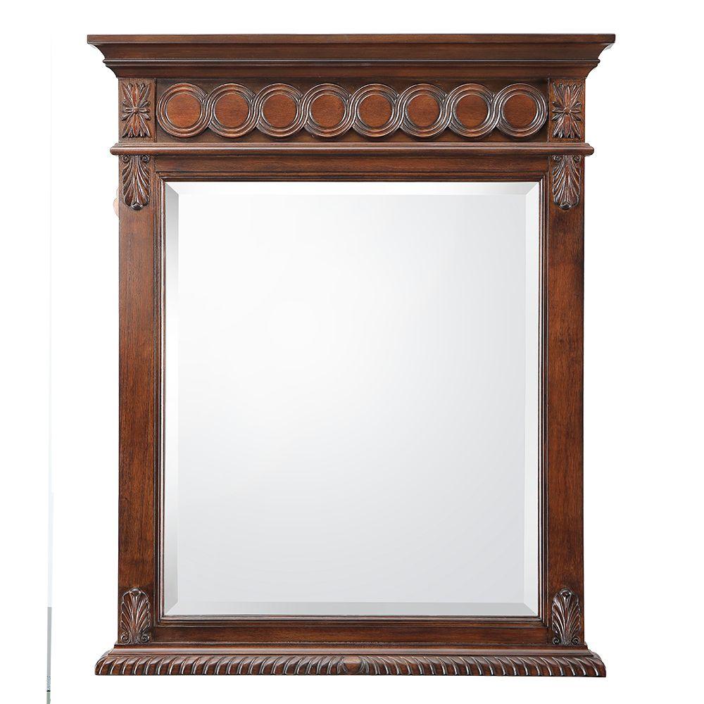 Belle Foret Jordheim 28 In W X 35 H Single Wall Hung Mirror H Single Wall Hung Mirror In Antique Cherry Jhacm2834 The Home Depot