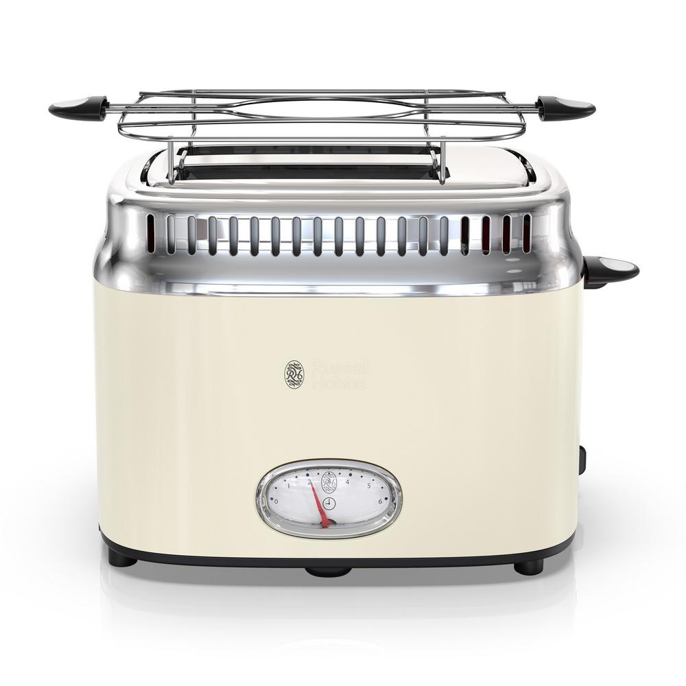 Russell Hobbs Retro Style 4Slice Cream and StainlessSteel Toaster