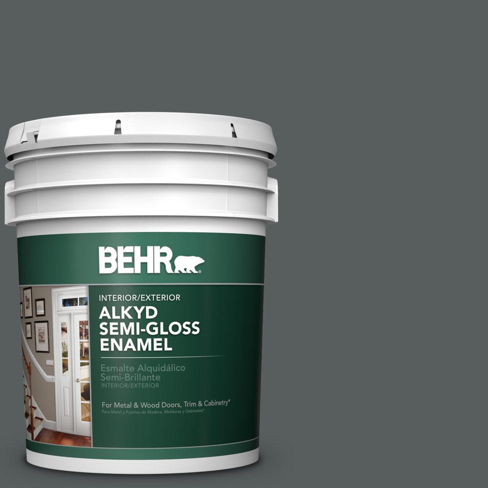BEHR 5 gal. N5006 Graphic Charcoal SemiGloss Enamel Alkyd Interior