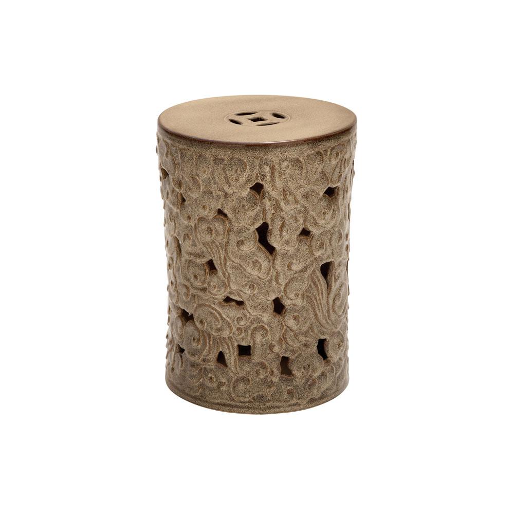 Clic Ceramic End Tables Accent The Home Depot Textured Brown Ceramic Round Stool