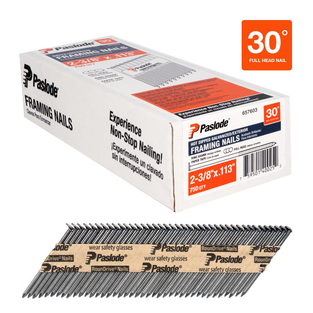 Paslode 23/8 in. x 0.113 Round Drive 30Degree Steel Brite Smooth