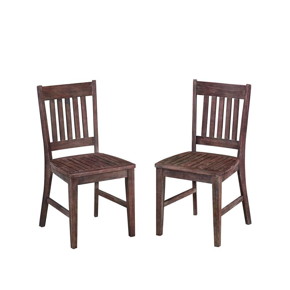 Light Brown Wood Armless Outdoor Dining Chairs Patio Chairs