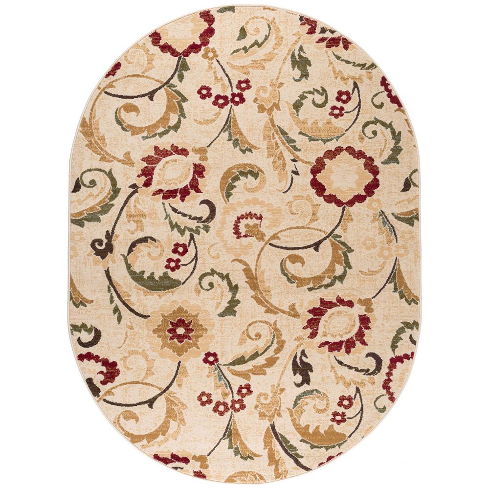 Tayse Rugs Laguna Ivory 5 ft. 3 in. x 7 ft. 3 in. Oval Indoor Area Rug5052 Ivory 5x8 Oval The