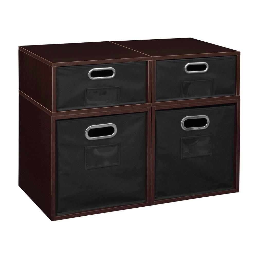 Regency Cheer 26 In X 19 5 In Truffle 2 Cube And 2 Half Cube Organizer With Black Foldable Storage Bins Hdchpc2f2htfhbk The Home Depot