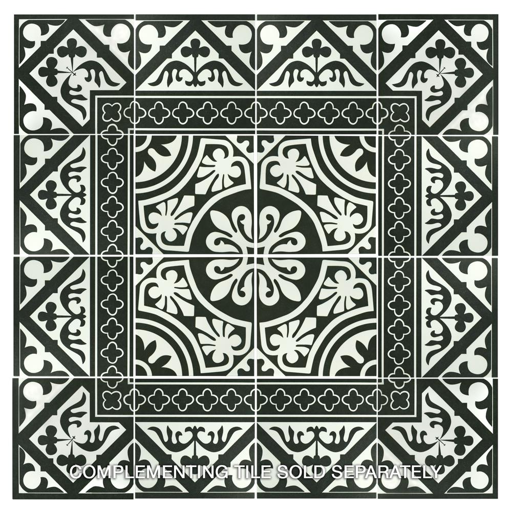 Merola Tile Majestic Orleans Cenefa Black Encaustic 9 3 4 In X 9 3 4 In Porcelain Floor And Wall Border Tile Fcdmocbk The Home Depot