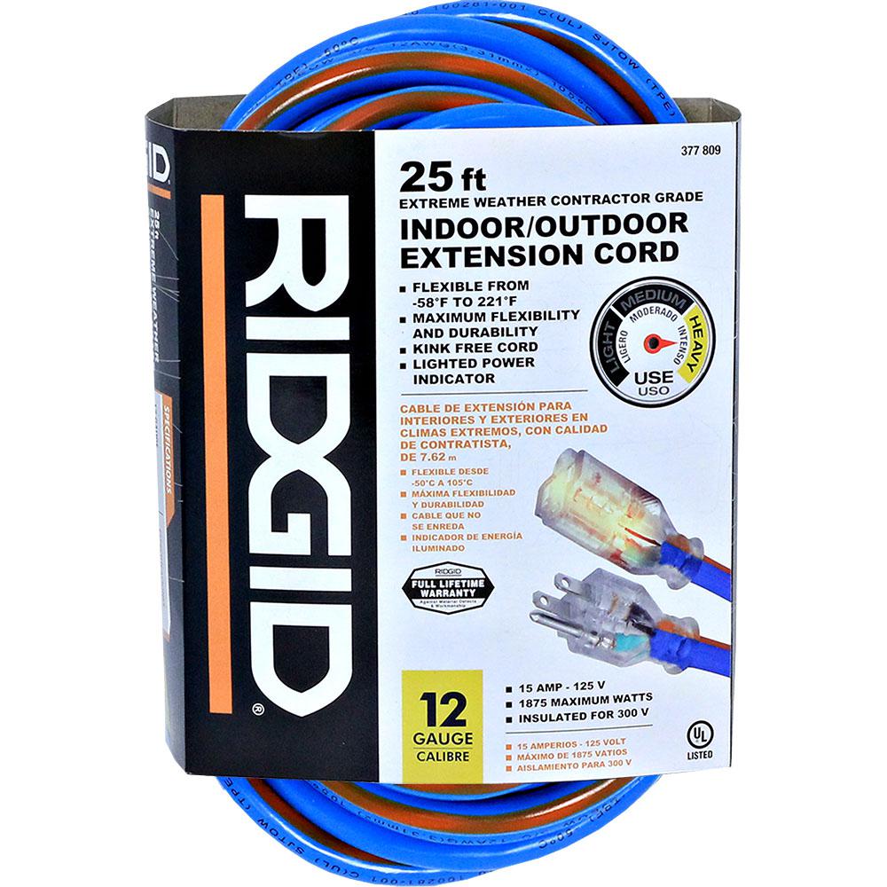 RIDGID 25 ft. 12/3Gauge (58°) Extreme Weather Extension Cord758