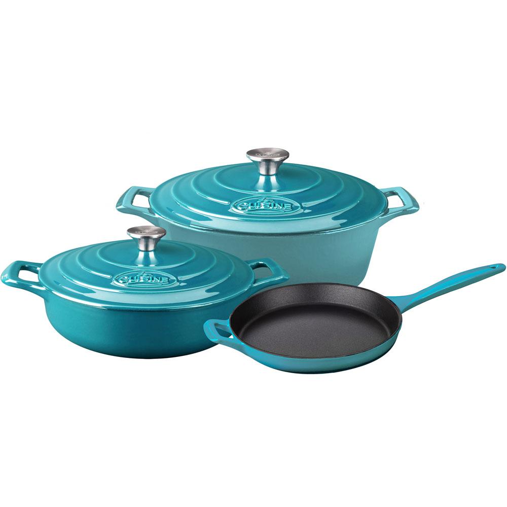 La Cuisine 5Piece Enameled Cast Iron Cookware Set with Saute, Skillet