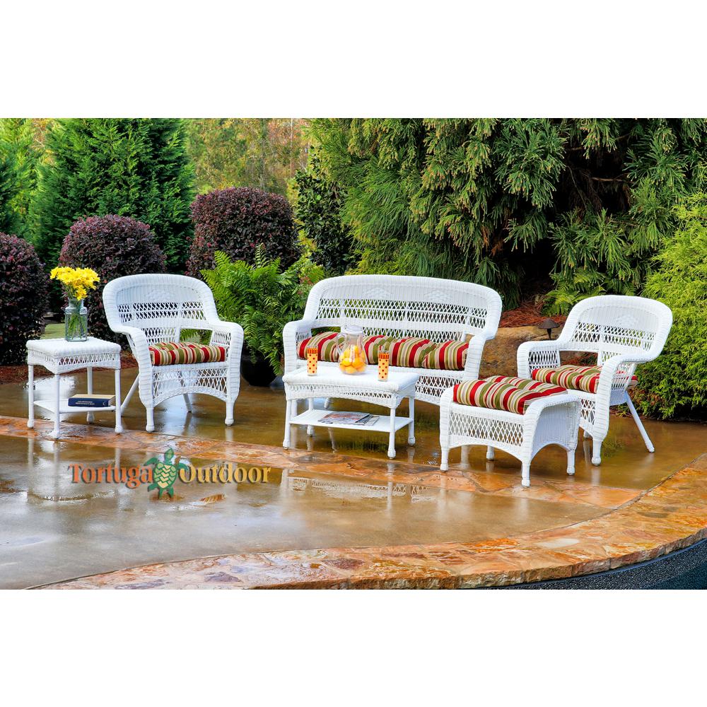 Wicker Patio Furniture Multi Colored Outdoor Lounge Portside White 6 Piece Wicker Patio Seating Set With Eastbay Pompeii Cushions