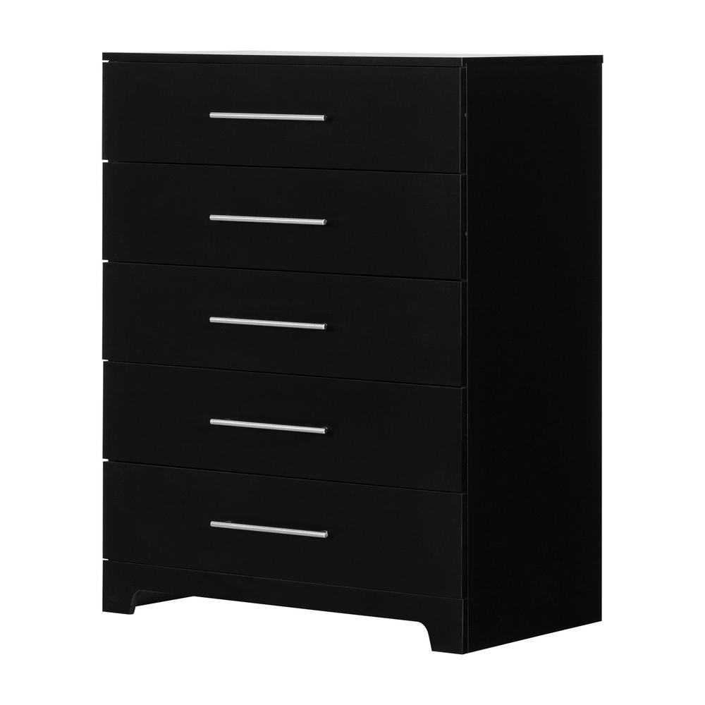 South S Primo 5 Drawer Pure Black Dresser 3307035 The Home Depot South S Primo 5 Drawer Pure Black