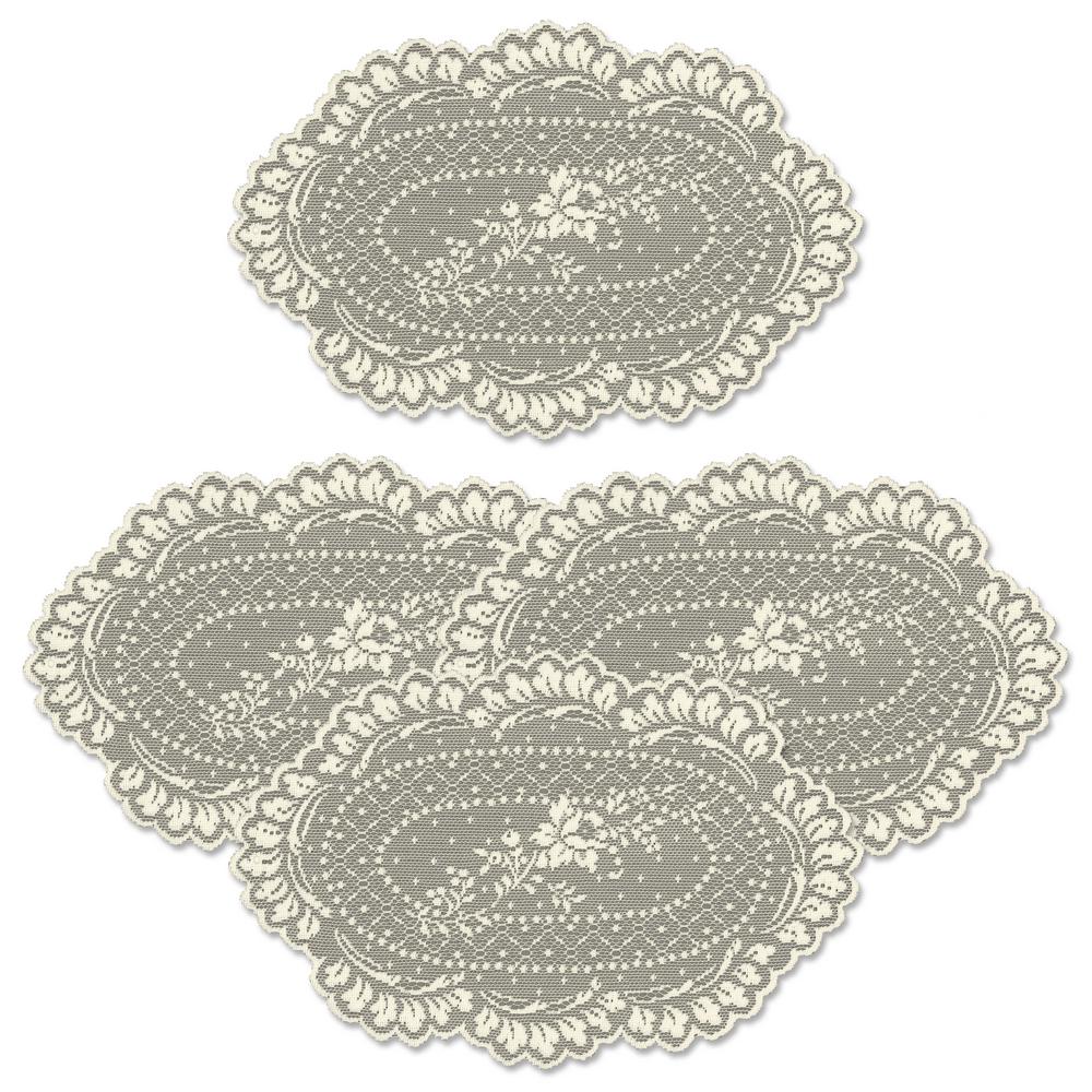Heritage Lace /"Ivory/" Roses Round Polyester Doliy 17/" /"New/" 9